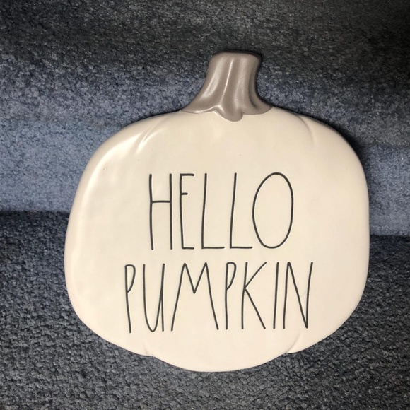 Rae Dunn New Thanksgiving Fall Ceramic Pumpkin Trivet Hot Mat "Hello Pumpkin" - Picture 1 of 2